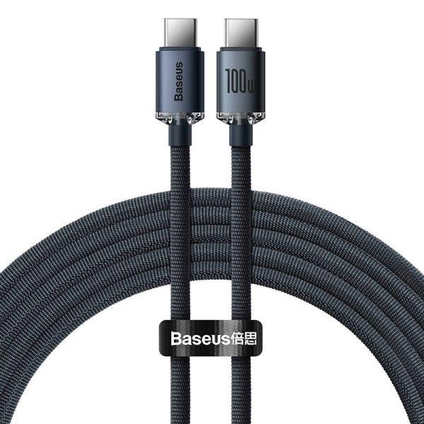 USB-C-kábel a USB-C Baseus Crystal Shine, 100W, 2m (fekete)