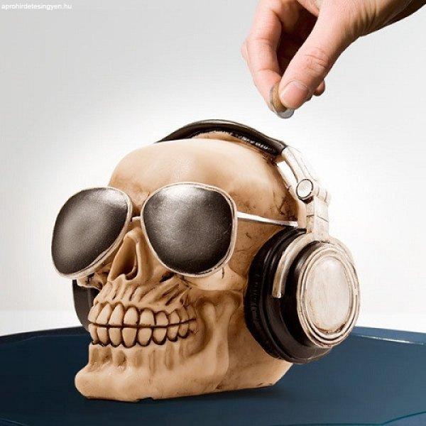 Fülhallgatós koponya persely