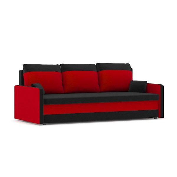 Pollino kanapéágy, normál szövet, hab töltőanyag, szín - fekete / piros