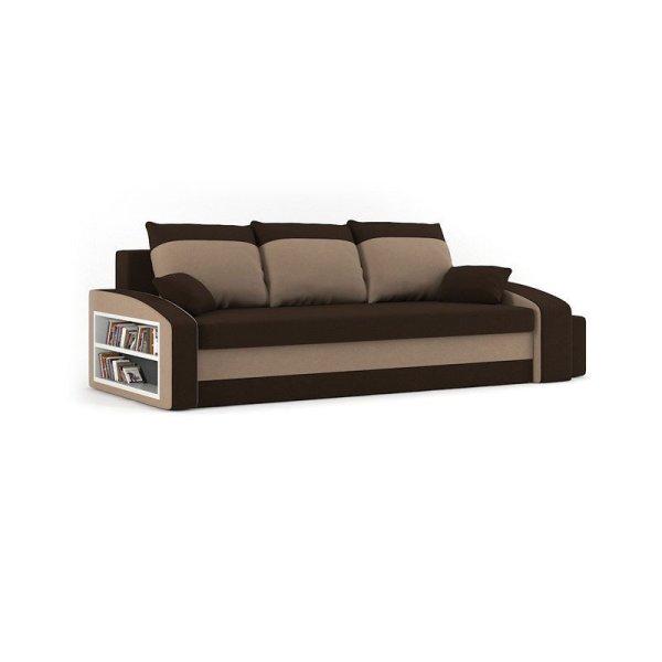 Monviso kanapéágy polccal és 2 db puffal, normál szövet, hab töltőanyag,
bal oldali polc, jobb oldali puff tároló, barna / cappuccino