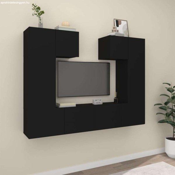 vidaXL 6 részes fekete szerelt fa TV-szekrényszett