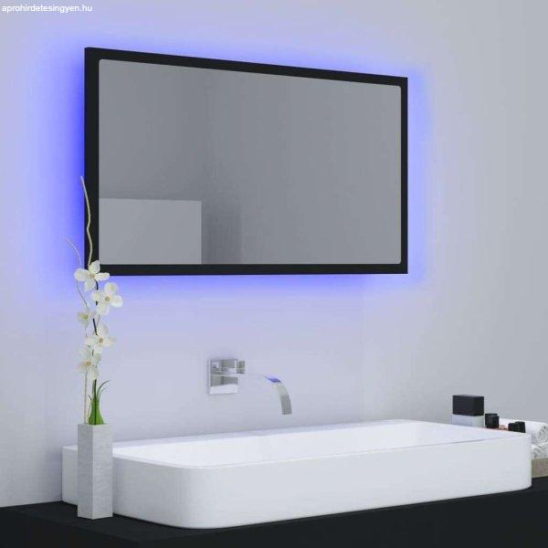 Fekete led-es forgácslap fürdőszobai tükör 80 x 8,5 x 37 cm