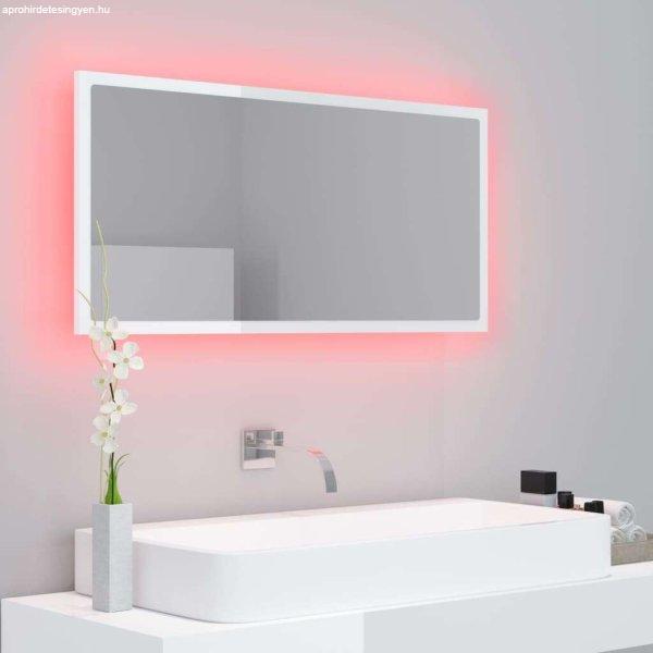 Fehér led-es forgácslap fürdőszobai tükör 90 x 8,5 x 37 cm