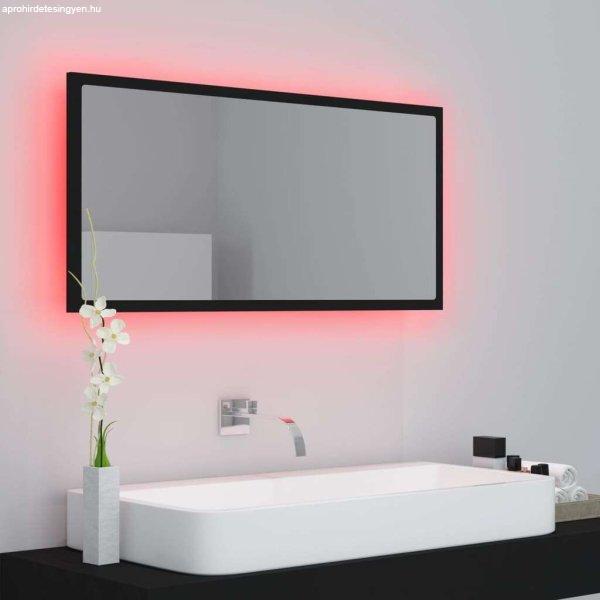 Fekete led-es forgácslap fürdőszobai tükör 90 x 8,5 x 37 cm