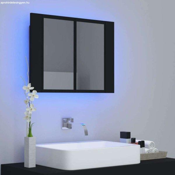 Fekete led-es tükrös fürdőszobaszekrény 60 x 12 x 45 cm