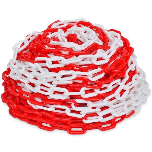 vidaXL 30 m műanyag jelző lánc piros és fehér