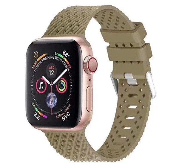 Pótszíj (egyedi méret, környezetbarát szilikon, lyukacsos, légáteresztő,
csíkos minta) SÖTÉTZÖLD Apple Watch Series 2 42mm, Apple Watch Series 1
42mm, Apple Watch Series 3 42mm, Apple Watc