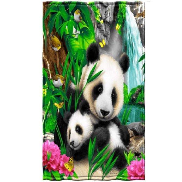 Szuper nedvszívó panda mintás plüss pamut
strandfürdőlepedő 70 x 140 cm (BBCD)