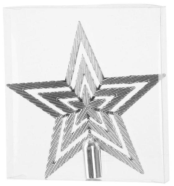 MagicHome karácsonyi dísz, 1 db, 19,5 cm, csillag, ezüst, karácsonyfára