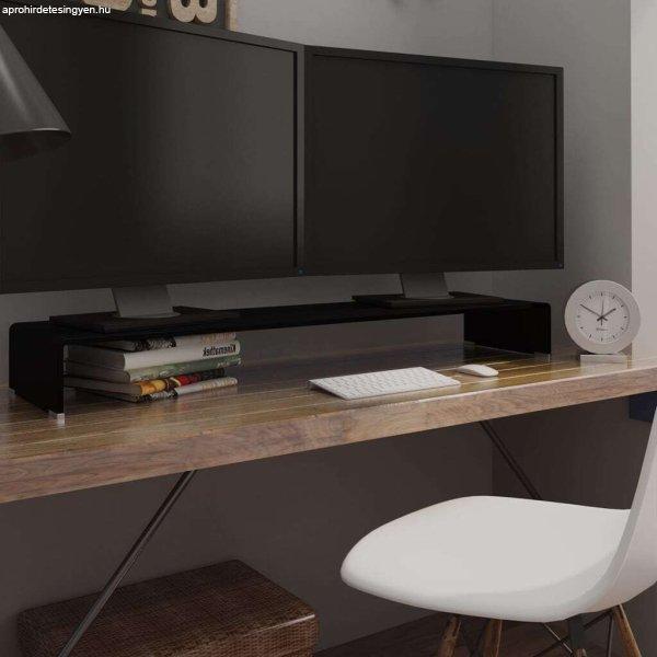 vidaXL Fekete üveg TV/monitor állvány 120x30x13 cm