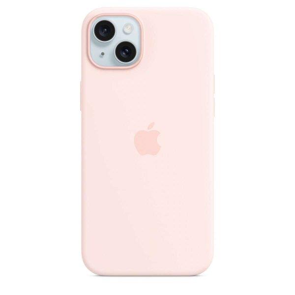 Apple iPhone 15 Plus MagSafe Gyári Szilikon Tok - Világos Rózsaszín