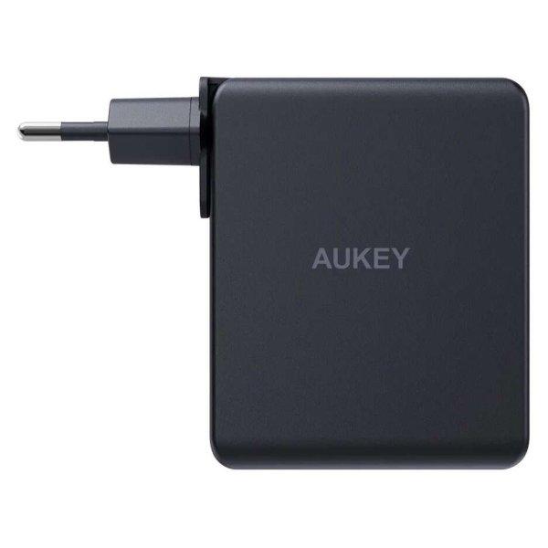 AUKEY PA-B7O 2x USB-C / USB-A Hálózati utazótöltő - Fekete (140W) (PA-B7O)