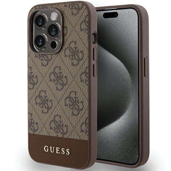 Guess GUHCP15XG4GLBR Apple iPhone 15 Pro Max hardcase 4G Stripe Collection brown