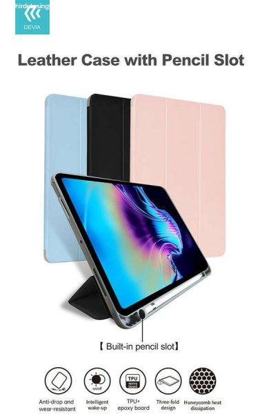 Apple iPad Air 4 (2020)/iPad Air 5 (2022) 10.9/iPad Pro 11 (2022) tablet tok   
(Smart Case) on/off funkcióval, Apple Pencil tartóval, mágneses töltővel -
DeviaLeather Case With Pencil Slot -