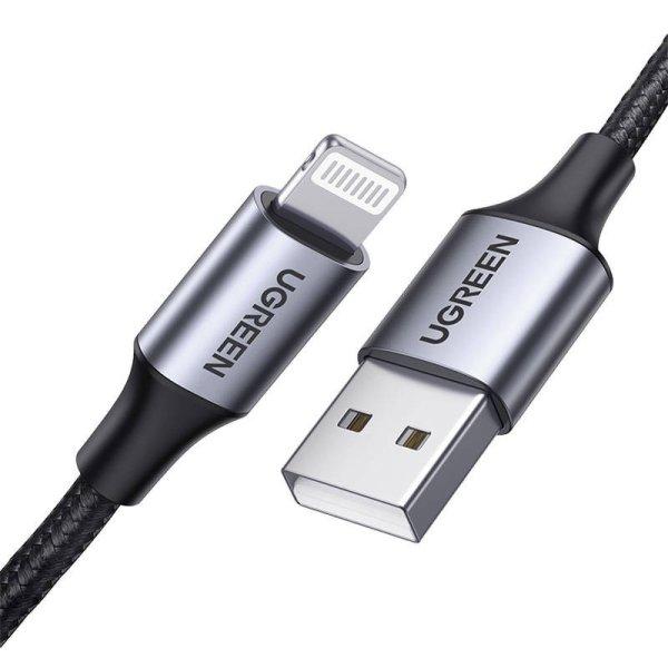kábel Lightning to USB UGREEN 2.4A US199, 2m (Black)