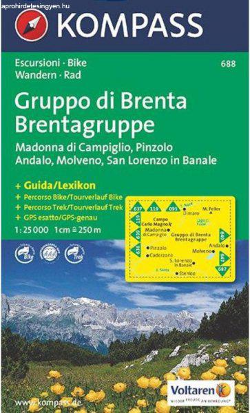 WK 688 - Gruppo di Brenta turistatérkép - KOMPASS