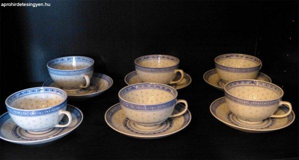 Kínai rizsszemes porcelán kávéskészlet, teáskészlet eladó.