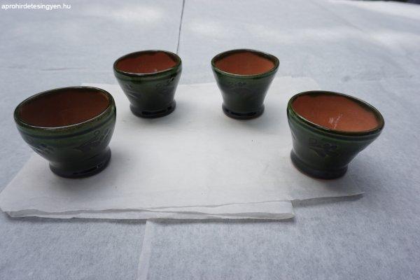 4 db hagyományos zöld túri fazekas pálinkás pohár eladó