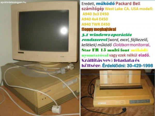 Packard Bell PC régi, Goldson monitor, Star FR 15 mátrix ny.