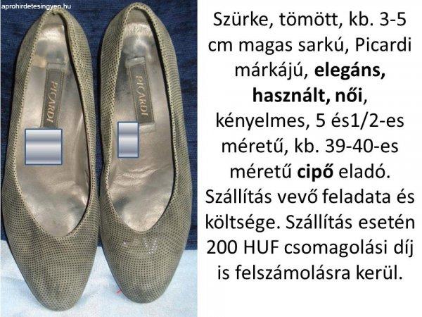 Szürke, Picardi, kb 39-40-es méretű cipő eladó