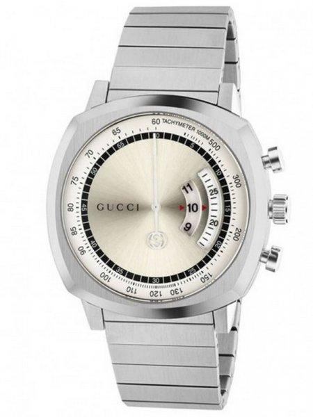 Gucci Grip Stainless Steel Silver Chronograph Dial Bracelet