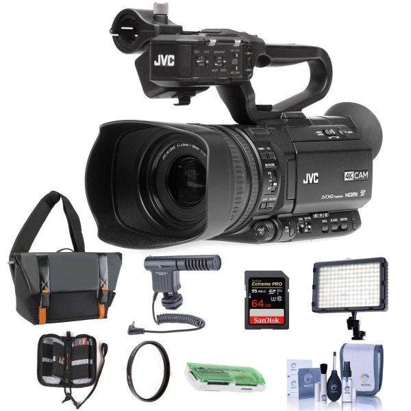 JVC GY-HM180 12.4MP 4K UHD Camcorder, wLED Light, Mic, 64GB