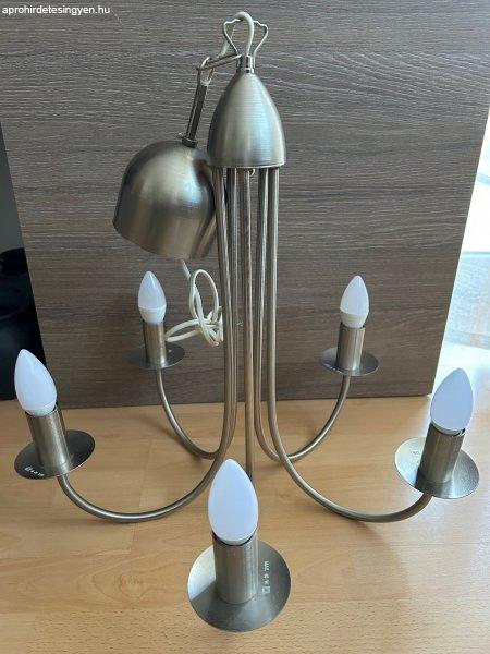 IKEA krómozott ezüst színű, 5 ágú fém csillár eladó