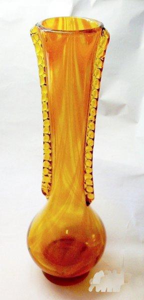 Nagyméretű borostyán-sárga Muránói kézműves váza, a XX. száz