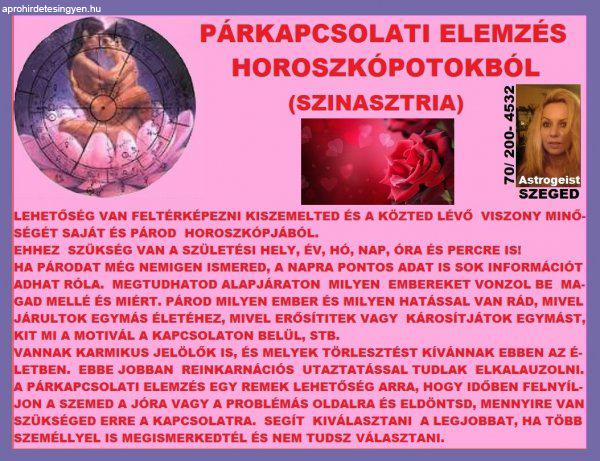 Párkapcsolati horoszkóp elemzése online, Szegeden, Siófokon