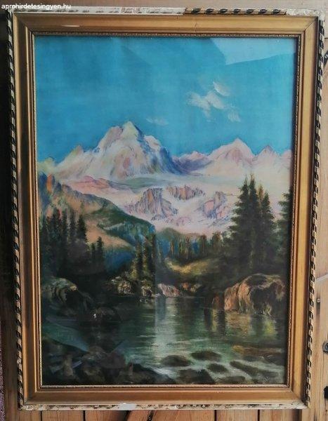 Alpesi táj megduzzadt patakkal, Vitange pasztell-karton fes