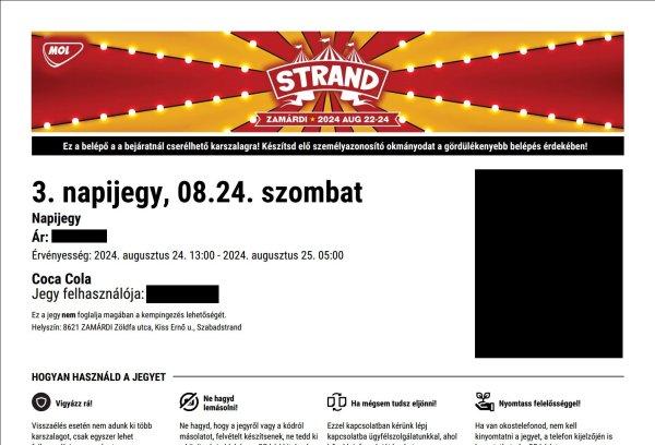 Strand fesztivál jegy 08. 24. szombat