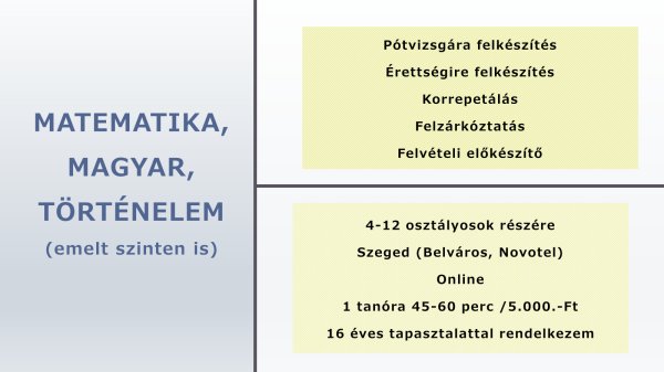 Matematika, történelem, magyar nyelv és irodalom korrepet