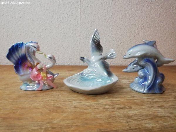 3 db gyönyörű, színes, fényes porcelán nipp