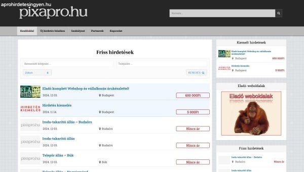 Pixapró.hu hirdetési weboldal eladó