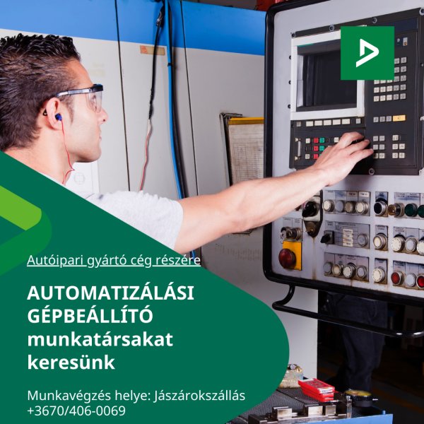 Automatizálási gépbeállító - Jászárokszállás