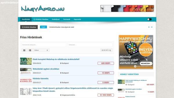 NagyApró.hu hirdetési weboldal eladó