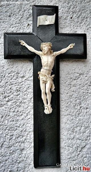 3. Antik, ElefántCSONT Jézus Krisztus (18.5 cm, hatalmas