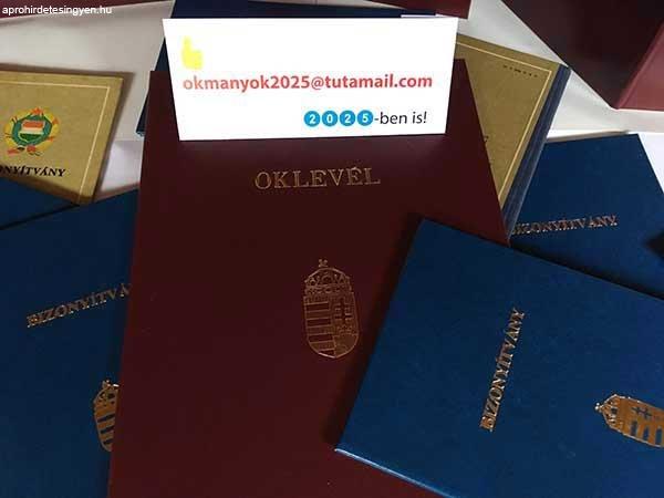 OKJ, diploma, nyelvvizsga, érettségi bizonyítvány eladó