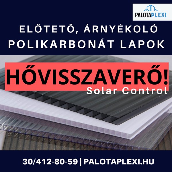 Hővisszaverő Polikarbonát lapok: erősített, UV álló