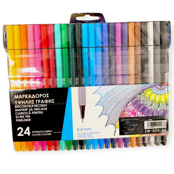 Fineliner filctoll készlet – 24 élénk színű vékony h