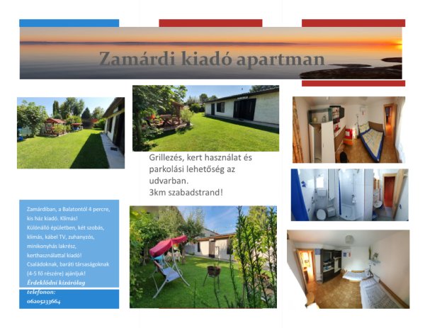 Zamárdiban, a Balatontól 4 percre, kis ház kiadó. Klím?