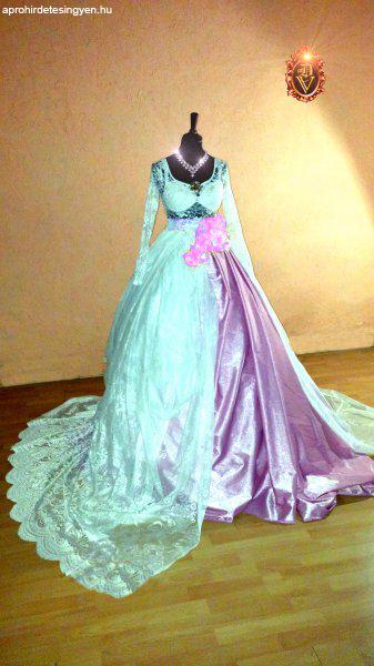Lenyűgöző designer menyasszonyi ruha pink/fehér