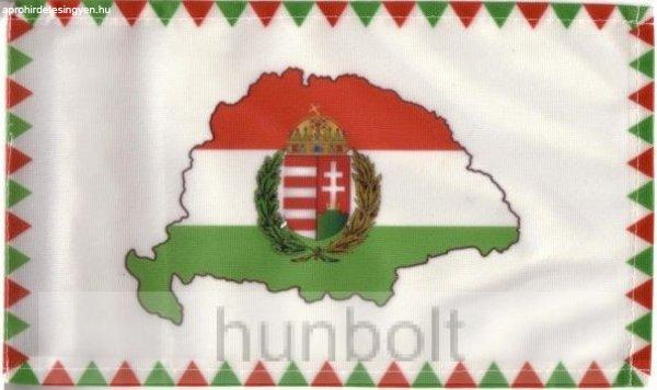 Farkasfogas nemzeti színű Nagy- Magyarországos koszorús címeres zászló
30x40 cm, 60 cm-es farúddal