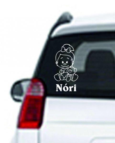 Baby girl in car (figurás, egyedi névvel) - autómatrica, autódekor