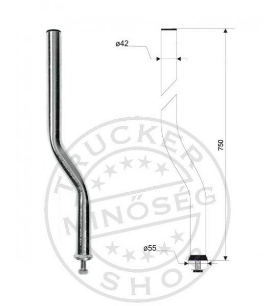 Sárvédő tartó acélrúd hajlított 42-es 75cm egy csavaros rögzítéssel