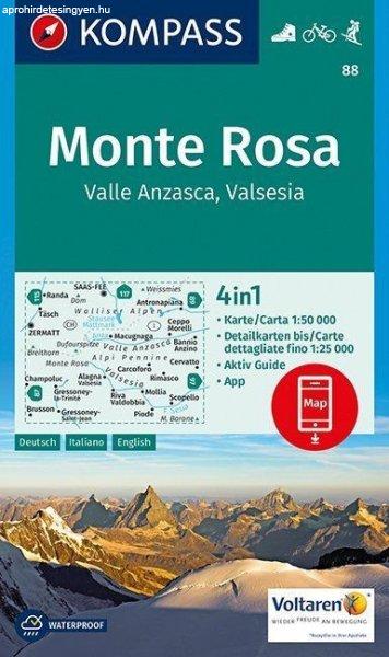 WK 88 - Monte Rosa, Valle Anzasca, Valsesia turistatérkép - KOMPASS