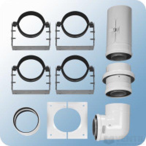 Bosch 80/125 mm-es égéstermék-elvezető készlet falon kívüli függőleges
elvezetéshez, L=350 mm (AZB 617/2)