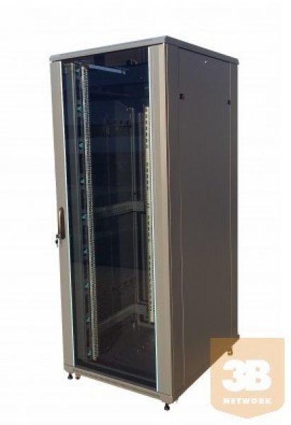 X-Tech - 27U rack szekrény 600x800, Fekete, lapraszerelt