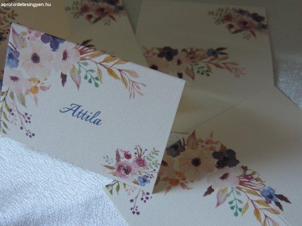 00183 - Virágmintás ültetőkártya -matt felületű kartonon