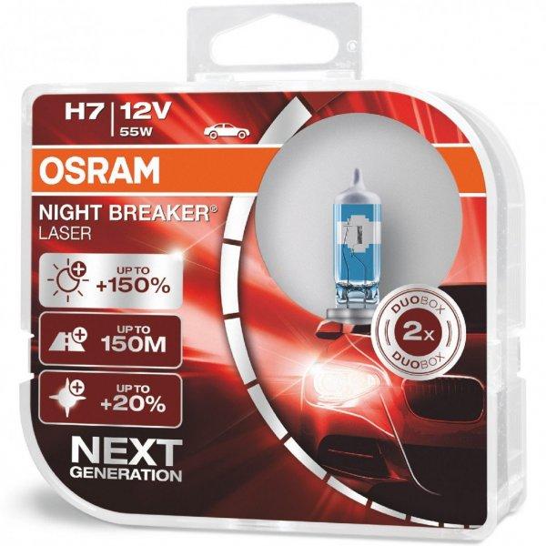 Izzó 12V/55W/H7 2db/+150% Osram Night Breaker Laser 64210NL 